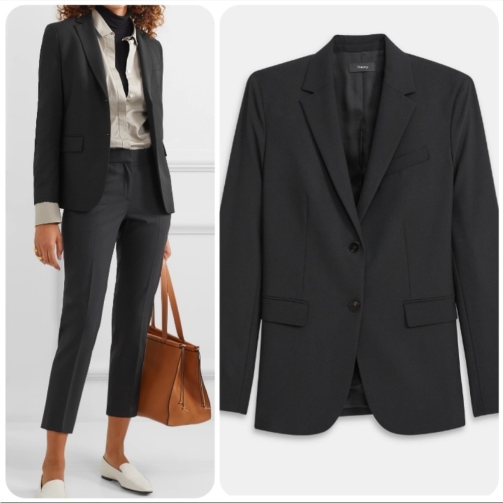 Theory classic wool double button blazer